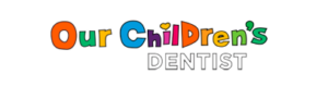 Logo for pediatric dentistry in Kohrville, TX saying: our children's dentist with transparent background